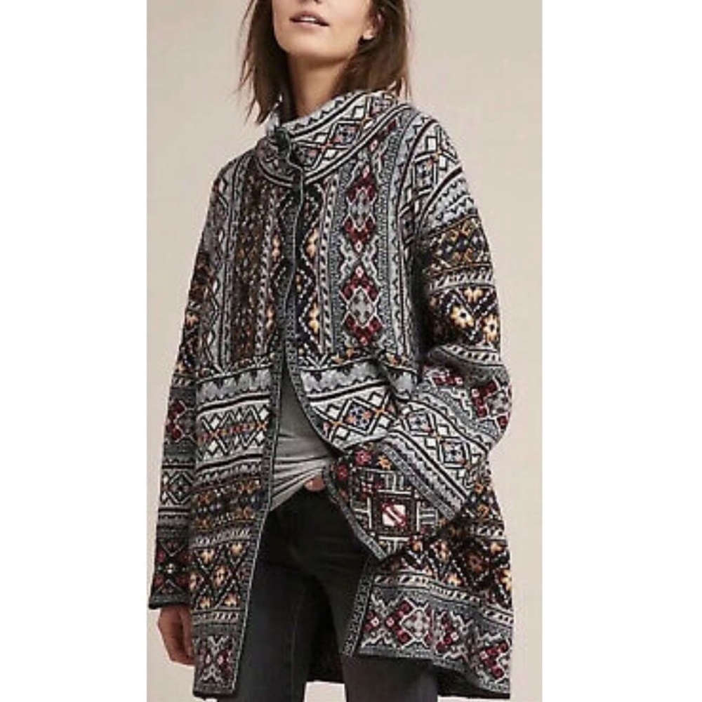 Anthropologie Aldomartins Wool Blend Sweater Coat